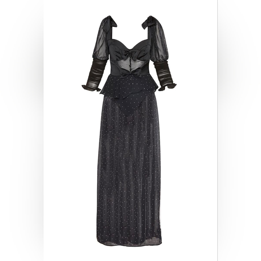 FOR LOVE AND LEMONS LUCKY DICE BLACK MAXI DRESS SIZE S